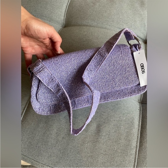 ASOS Leather 90s shoulder Bag Handbag Purse Rectangle Chocolate Brown Gold NWT - Picture 14 of 16